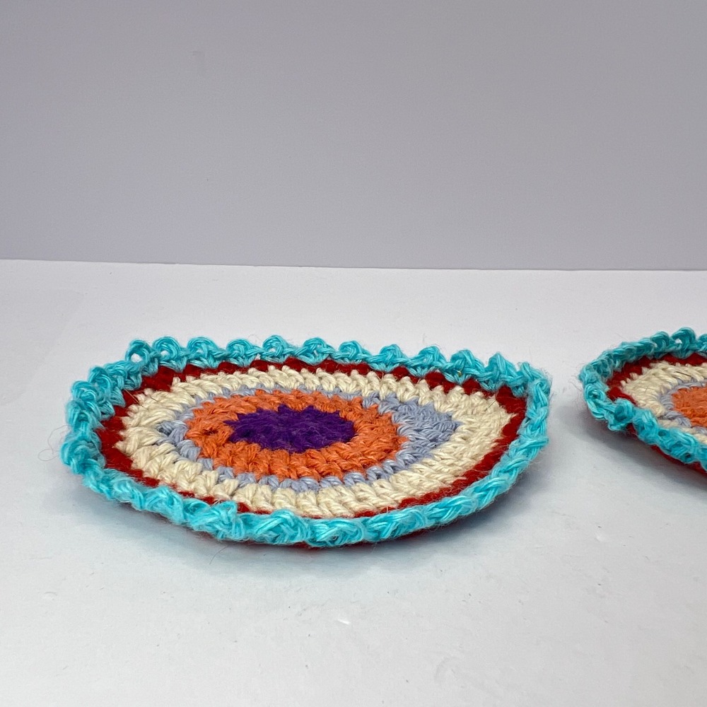 Handmade Crochet Evil Eye Appliques 4" Boho Patches Doilies Witchy Magic Greek - Picture 4 of 10